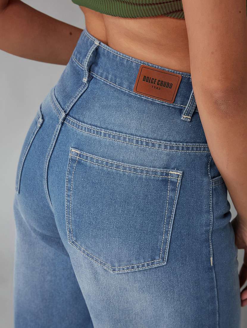 women washed high rise wide leg jeans - 22540442 -  Standard Image - 3