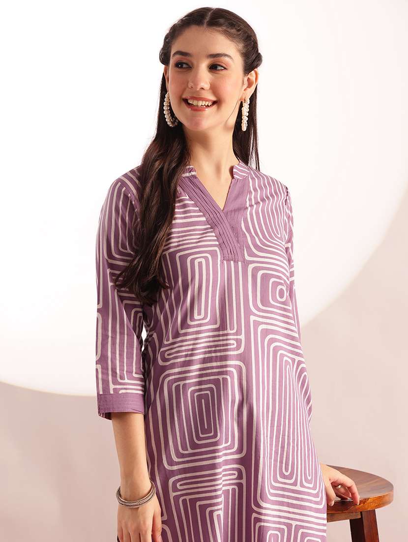 women printed three quarter sleeves kurta palazzo set - 22540456 -  Standard Image - 5