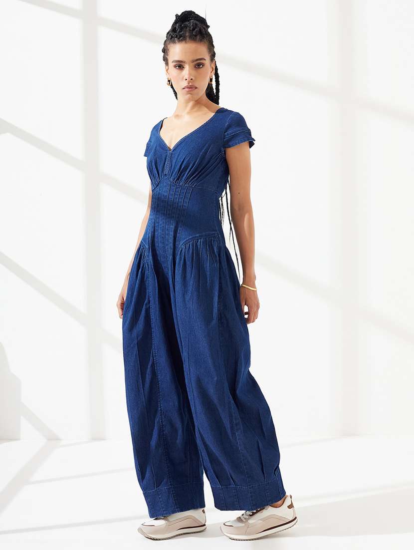Women Solid Short Sleeves Full Leg Jumpsuit - 22540515 -  Standard Image - 3