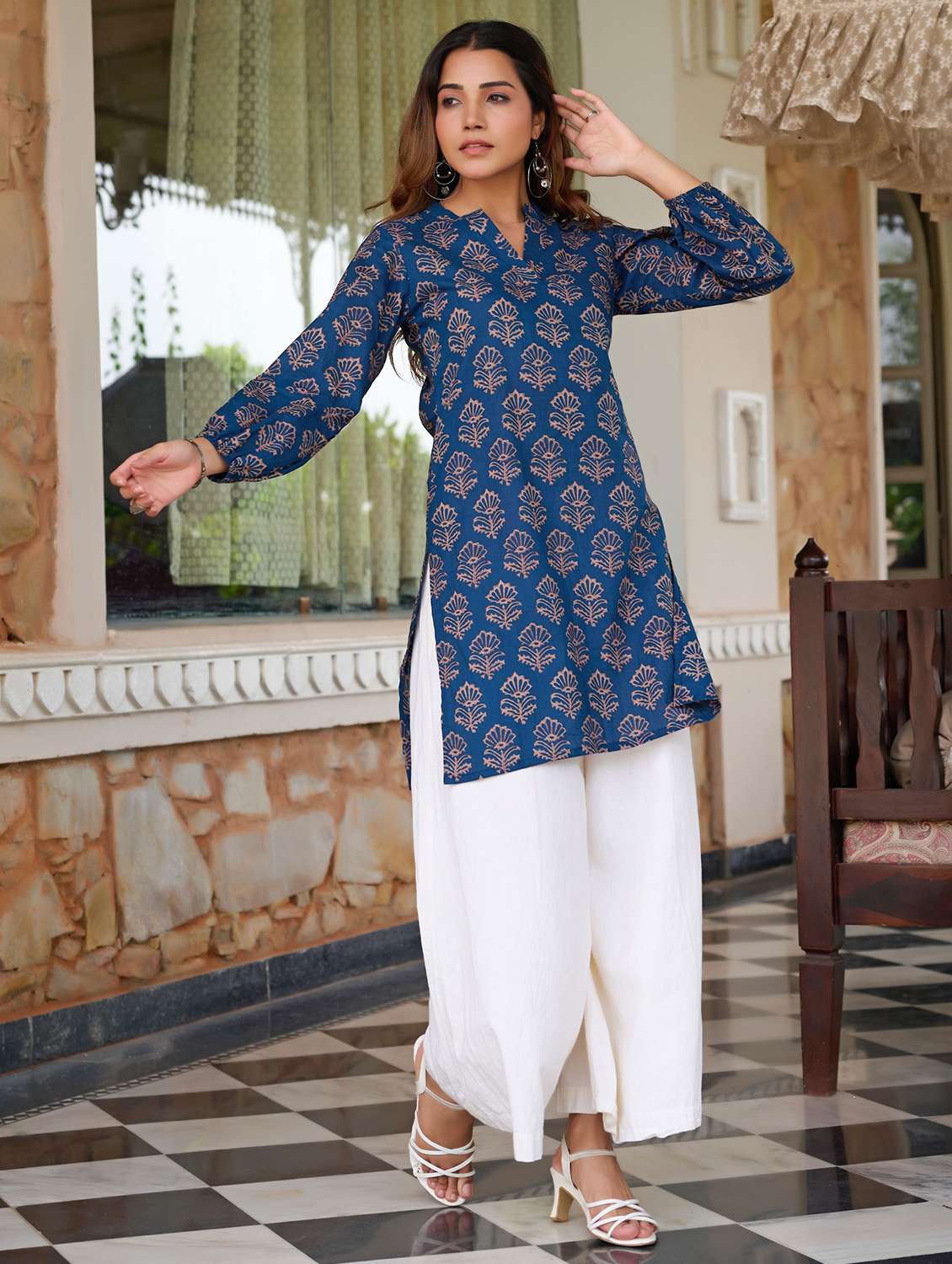 women printed three quarter sleeves straight kurti - 22540531 -  Standard Image - 5