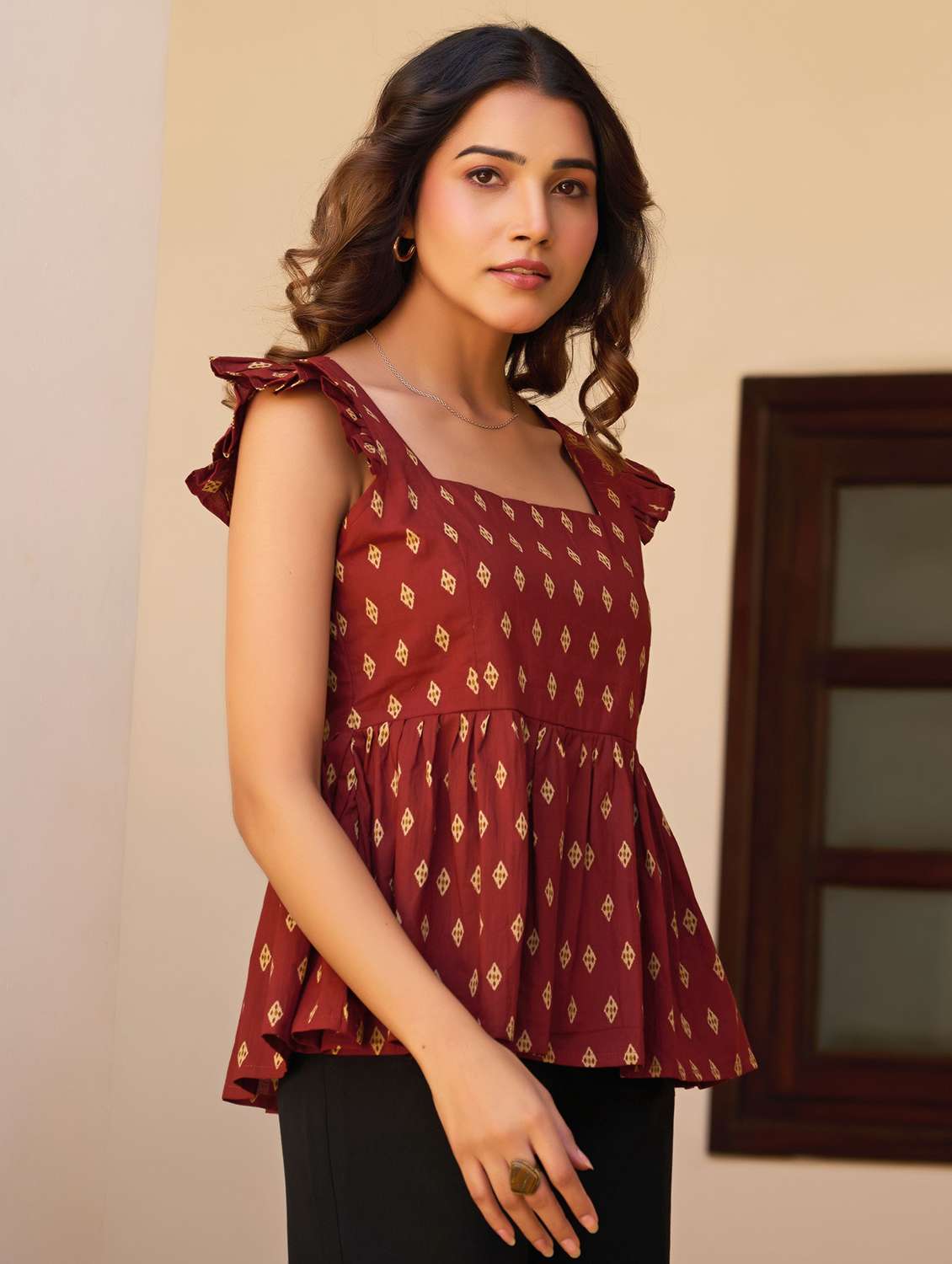 women printed square neck peplum top - 22540534 -  Standard Image - 3