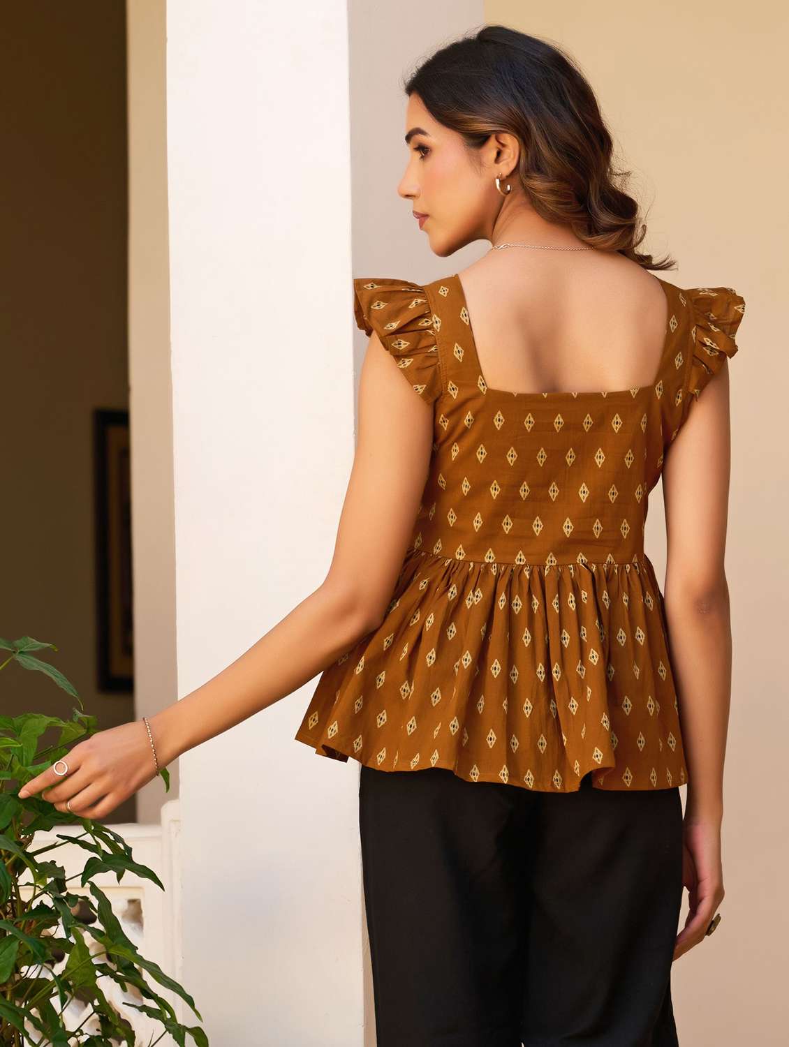 women printed square neck peplum top - 22540536 -  Standard Image - 3