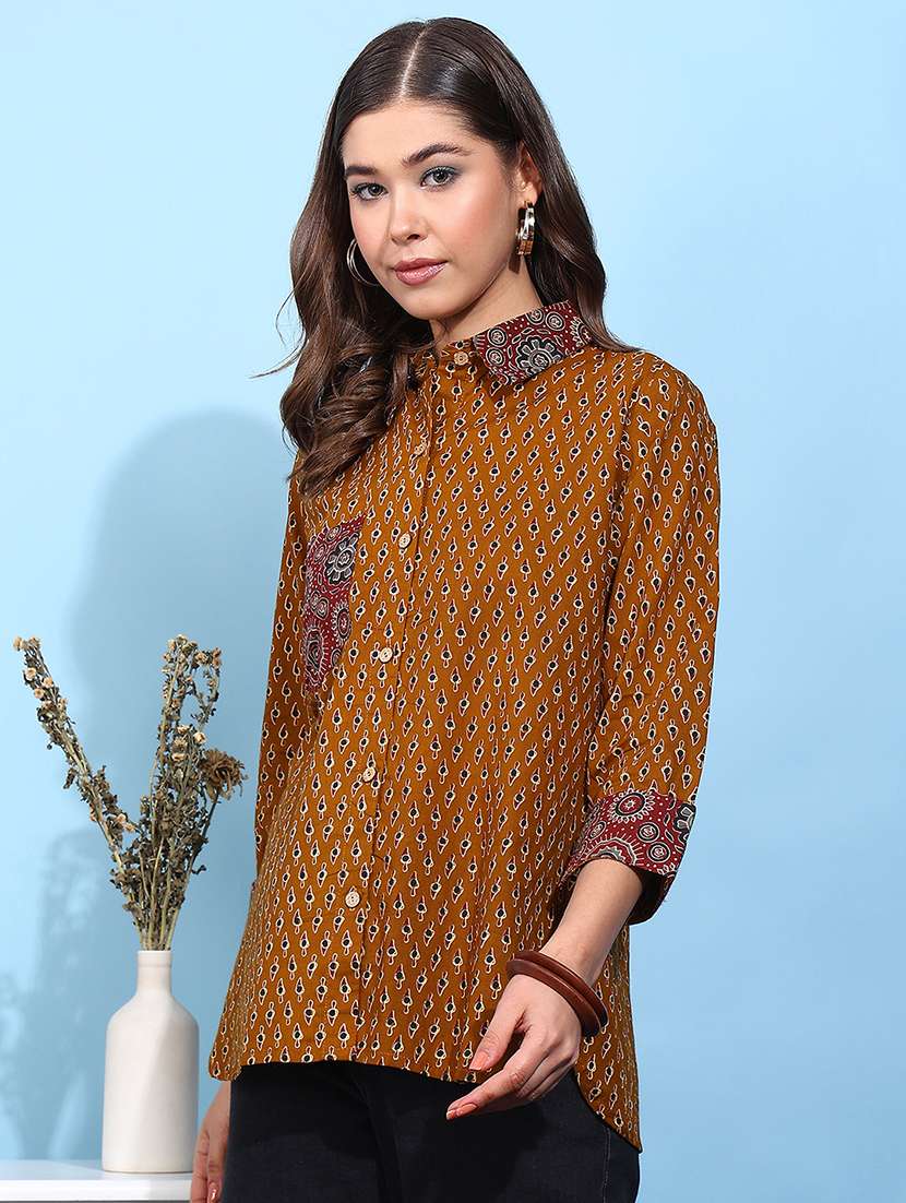 Women Printed Three Quarter Sleeves Regular Shirt - 22540540 -  Standard Image - 3