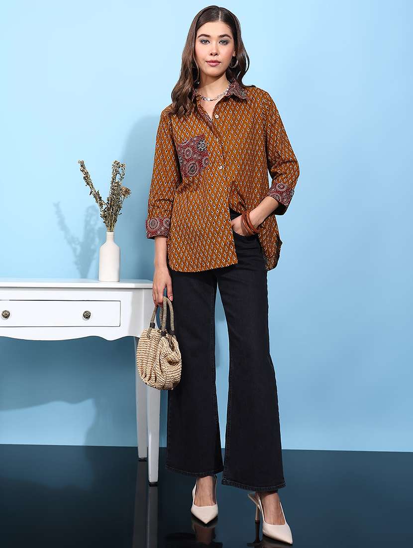 Women Printed Three Quarter Sleeves Regular Shirt - 22540540 -  Standard Image - 5