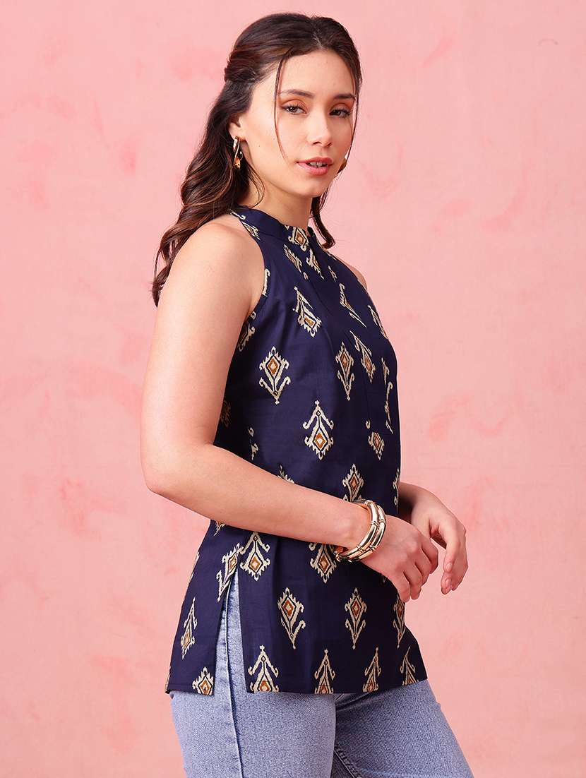 women printed sleeveless straight kurti - 22540549 -  Standard Image - 3