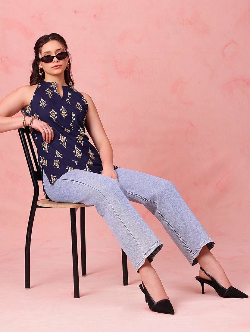 women printed sleeveless straight kurti - 22540549 -  Standard Image - 5