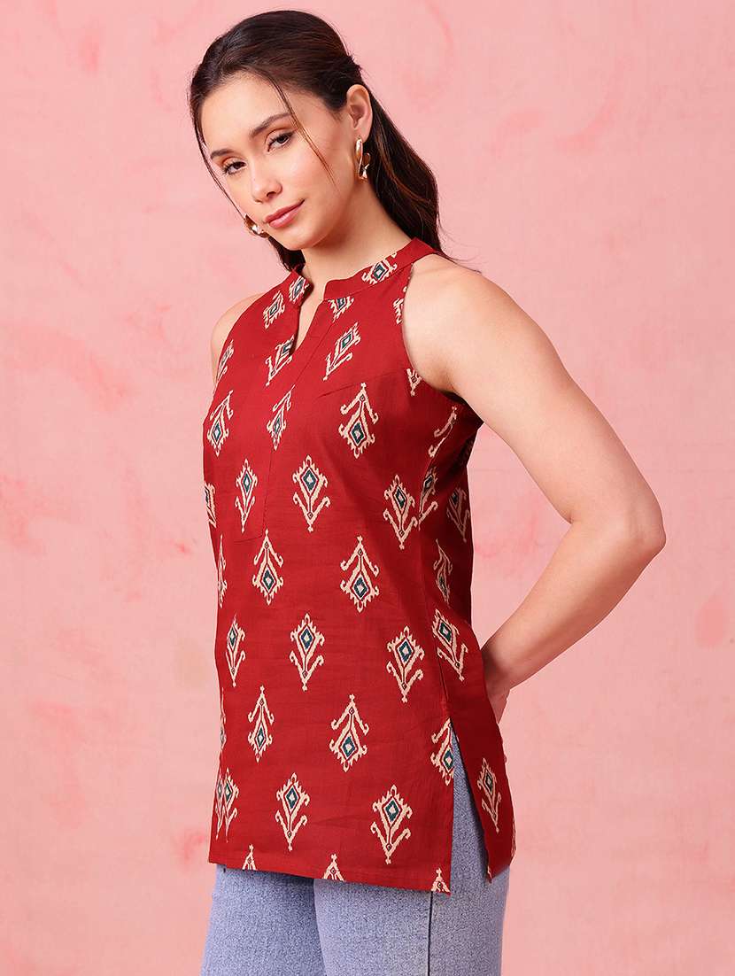 women printed sleeveless straight kurti - 22540550 -  Standard Image - 3