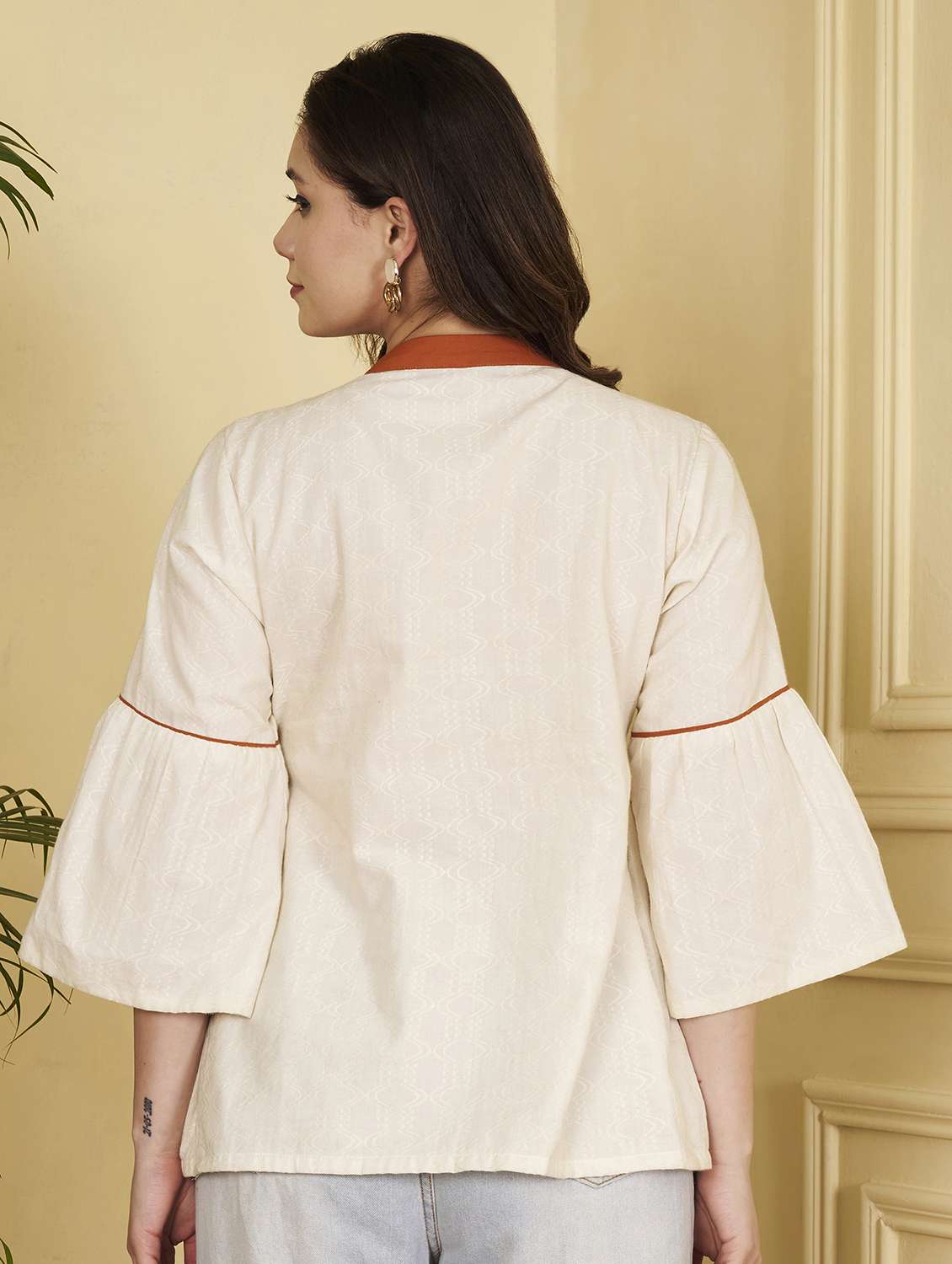 women self design bell sleeves a-line top - 22540553 -  Standard Image - 3