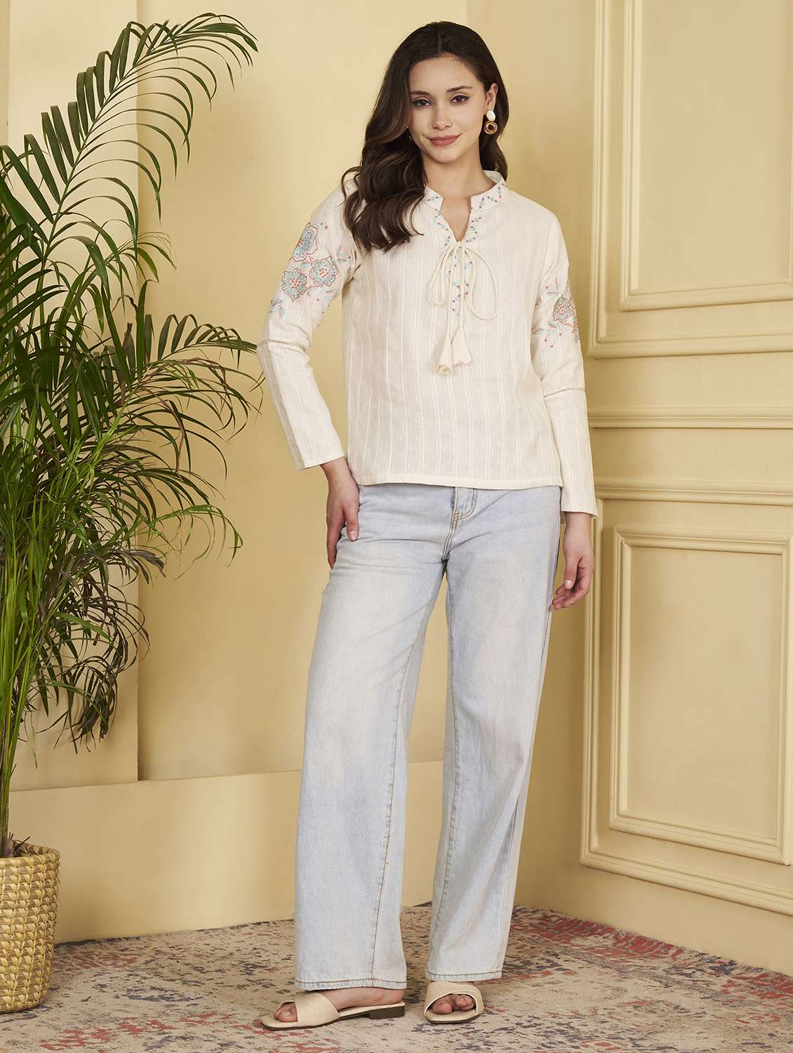 Women Self Design Long Sleeves Regular Top - 22540554 -  Standard Image - 5