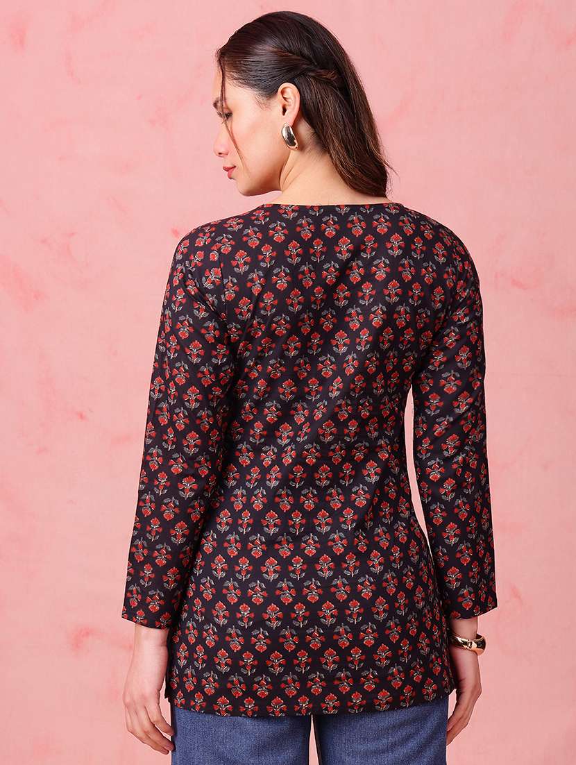 women printed long sleeves straight kurti - 22540565 -  Standard Image - 3