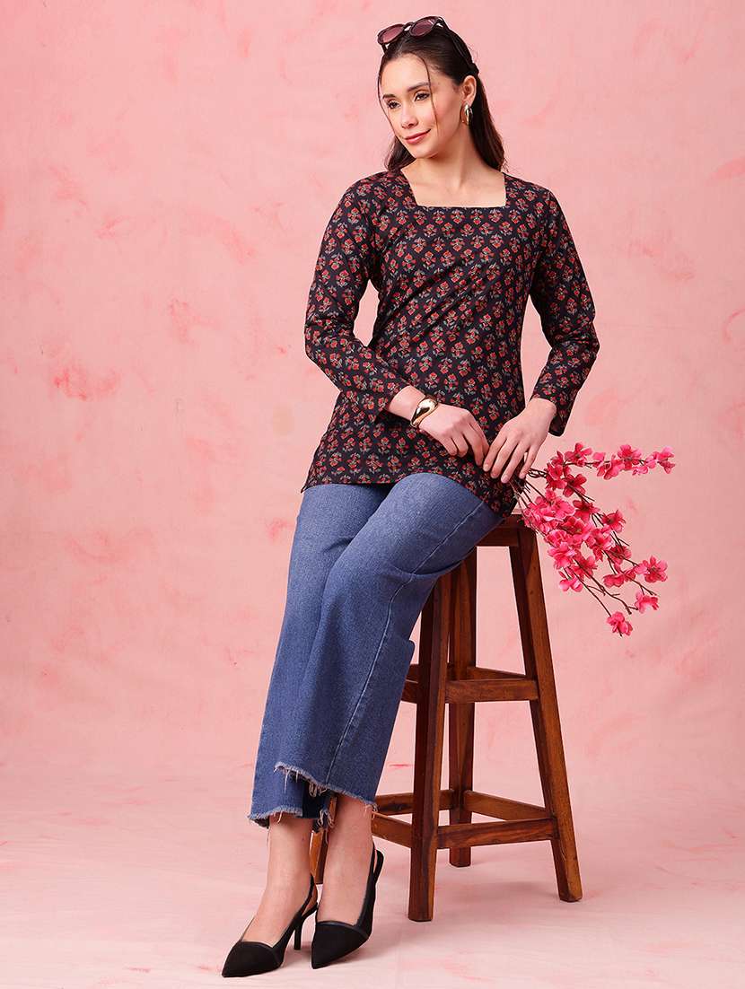 women printed long sleeves straight kurti - 22540565 -  Standard Image - 5