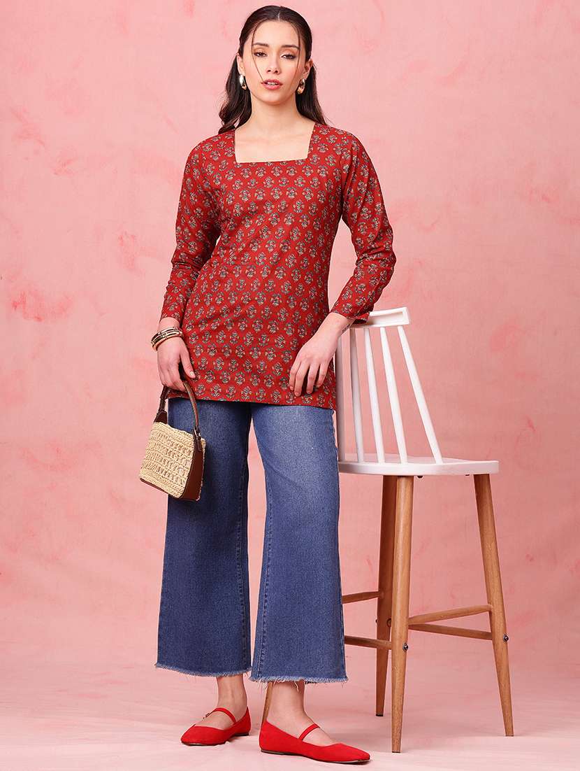 women printed long sleeves straight kurti - 22540566 -  Standard Image - 5