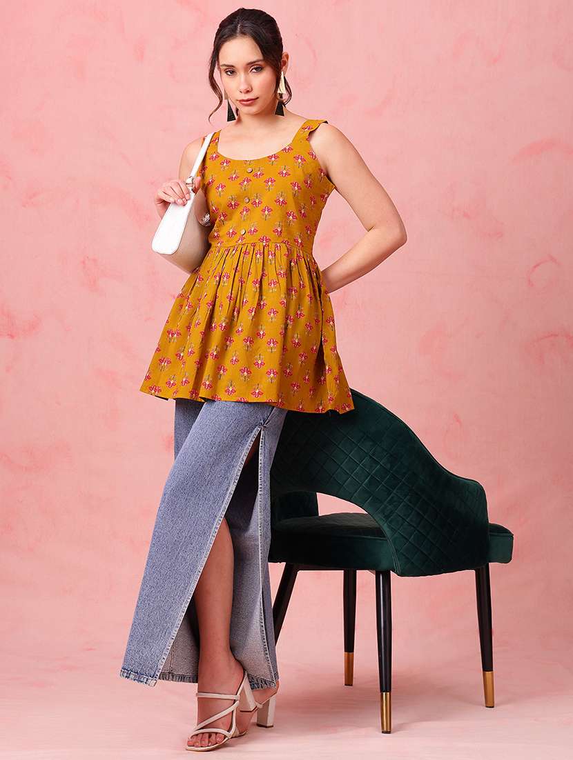 women printed sleeveless peplum tunic - 22540567 -  Standard Image - 5
