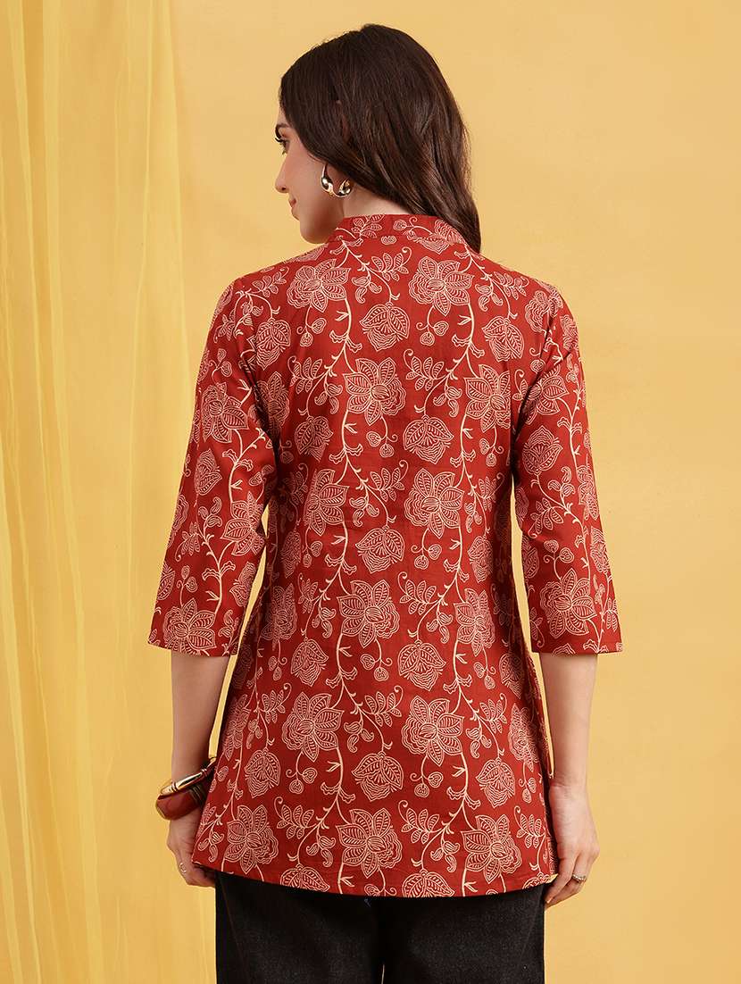 women printed three quarter sleeves a-line tunic - 22540568 -  Standard Image - 3