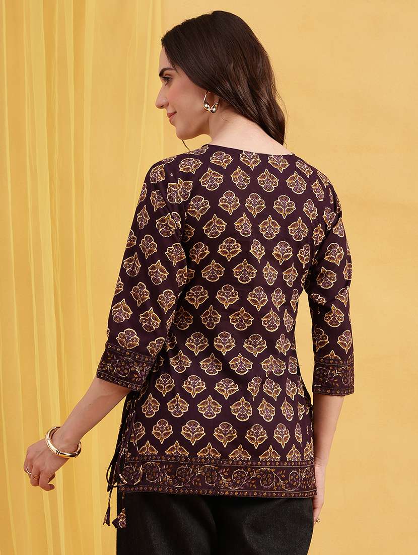 women printed three quarter sleeves straight kurti - 22540576 -  Standard Image - 3