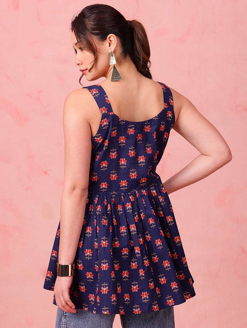 women printed sleeveless peplum tunic - 22540578 -  Standard Image - 3