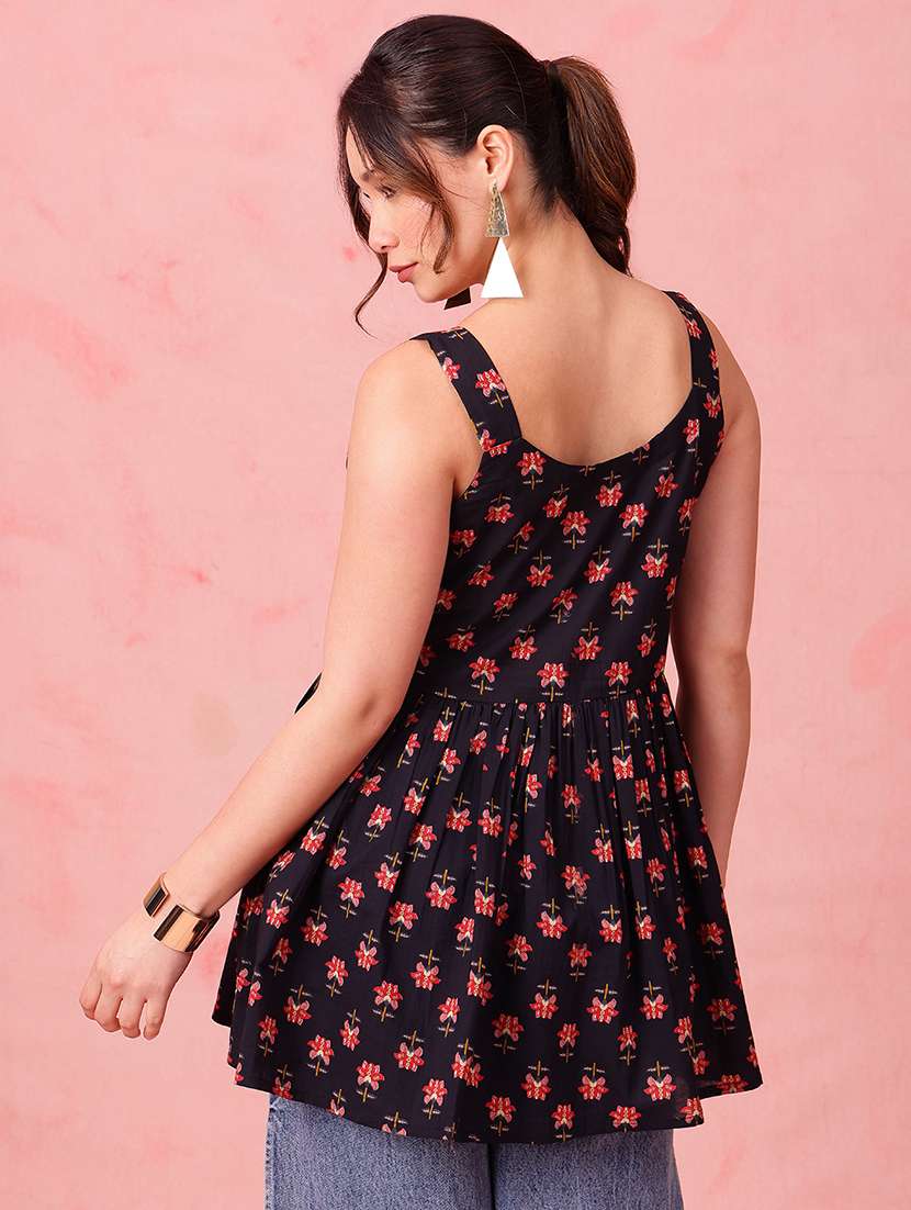 women printed sleeveless peplum tunic - 22540579 -  Standard Image - 3