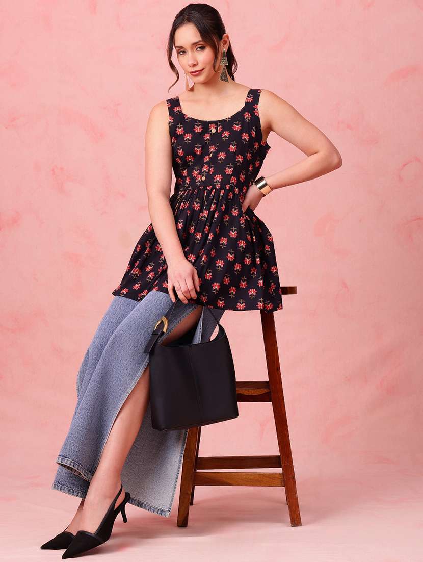 women printed sleeveless peplum tunic - 22540579 -  Standard Image - 5
