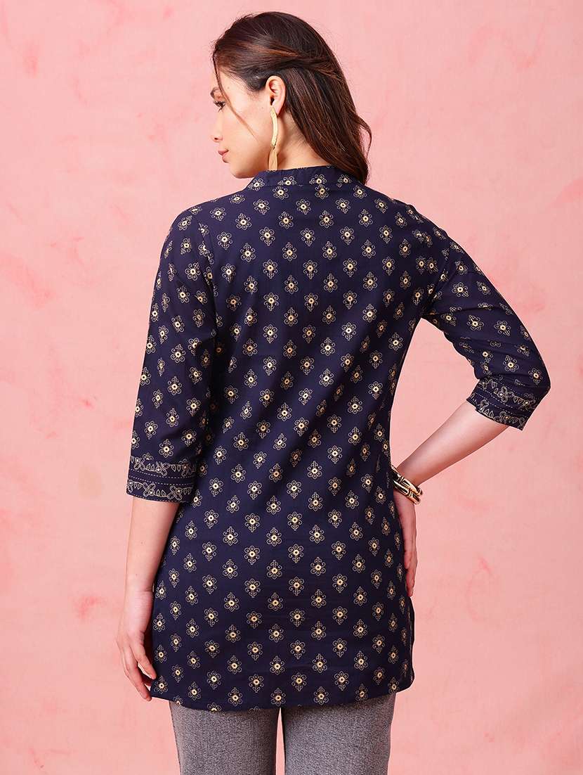 women printed three quarter sleeves straight kurti - 22540580 -  Standard Image - 3