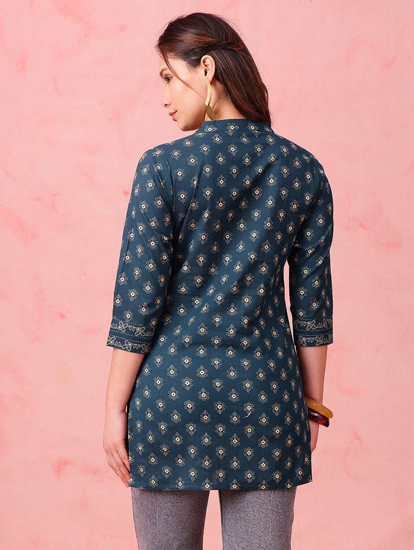 women printed three quarter sleeves straight kurti - 22540581 -  Standard Image - 3