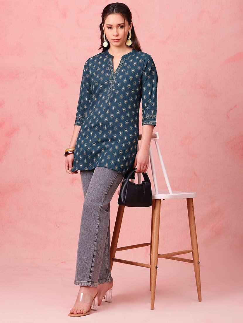 women printed three quarter sleeves straight kurti - 22540581 -  Standard Image - 5