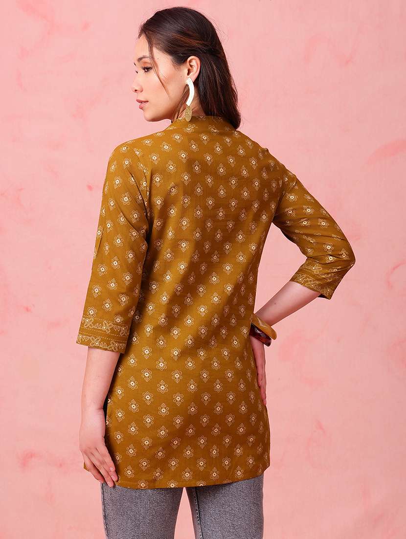 women printed three quarter sleeves straight kurti - 22540582 -  Standard Image - 3
