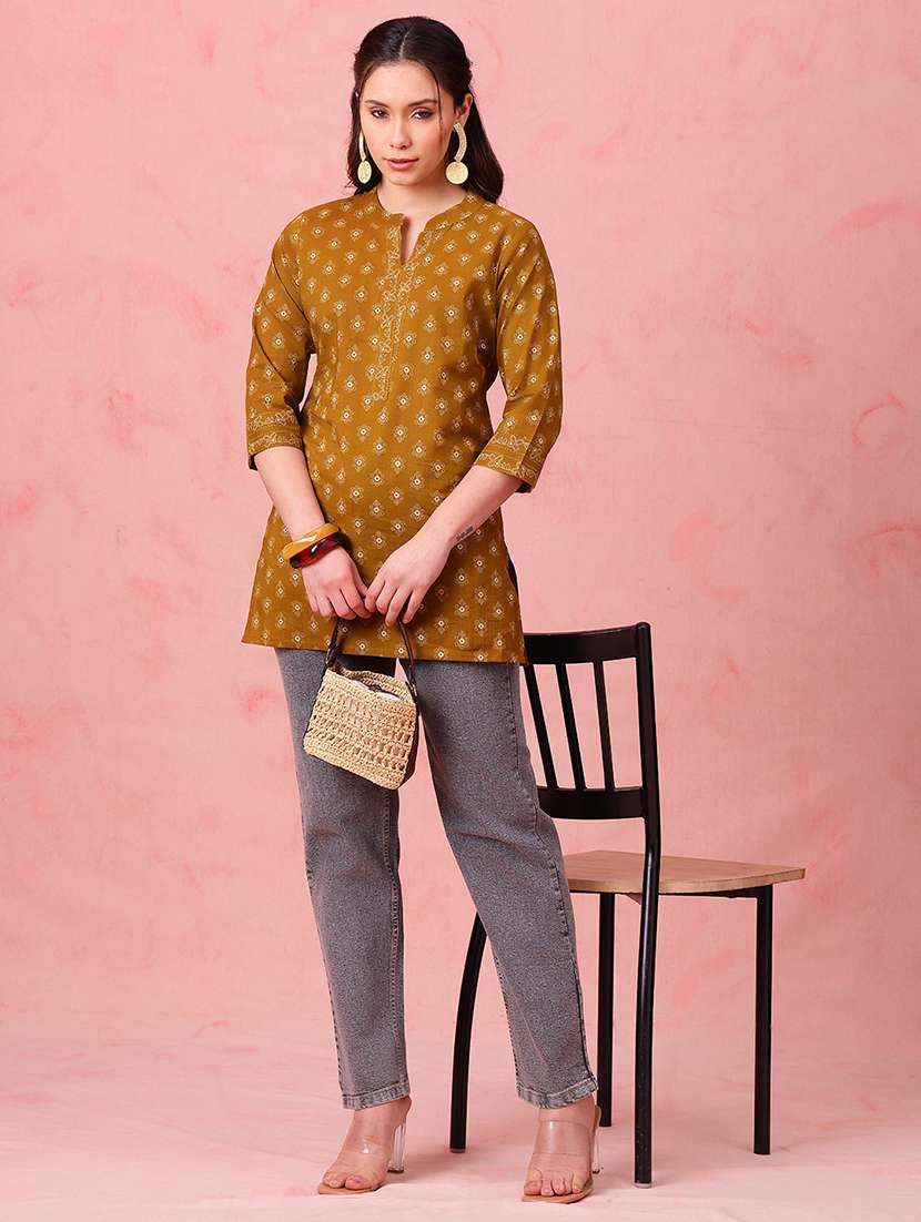 women printed three quarter sleeves straight kurti - 22540582 -  Standard Image - 5
