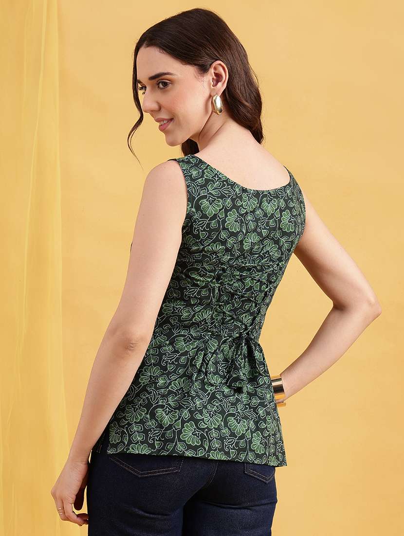 Women Printed Sleeveless Straight Kurti - 22540596 -  Standard Image - 3