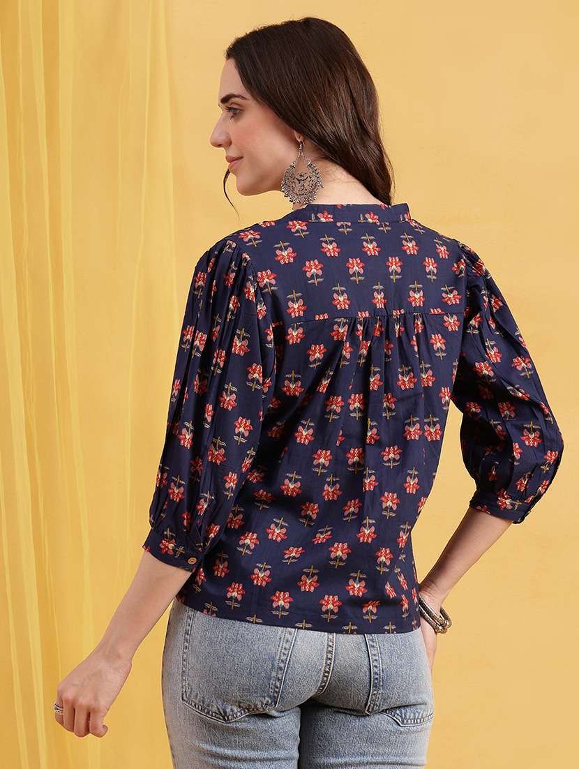 women printed puff sleeves regular top - 22540599 -  Standard Image - 3