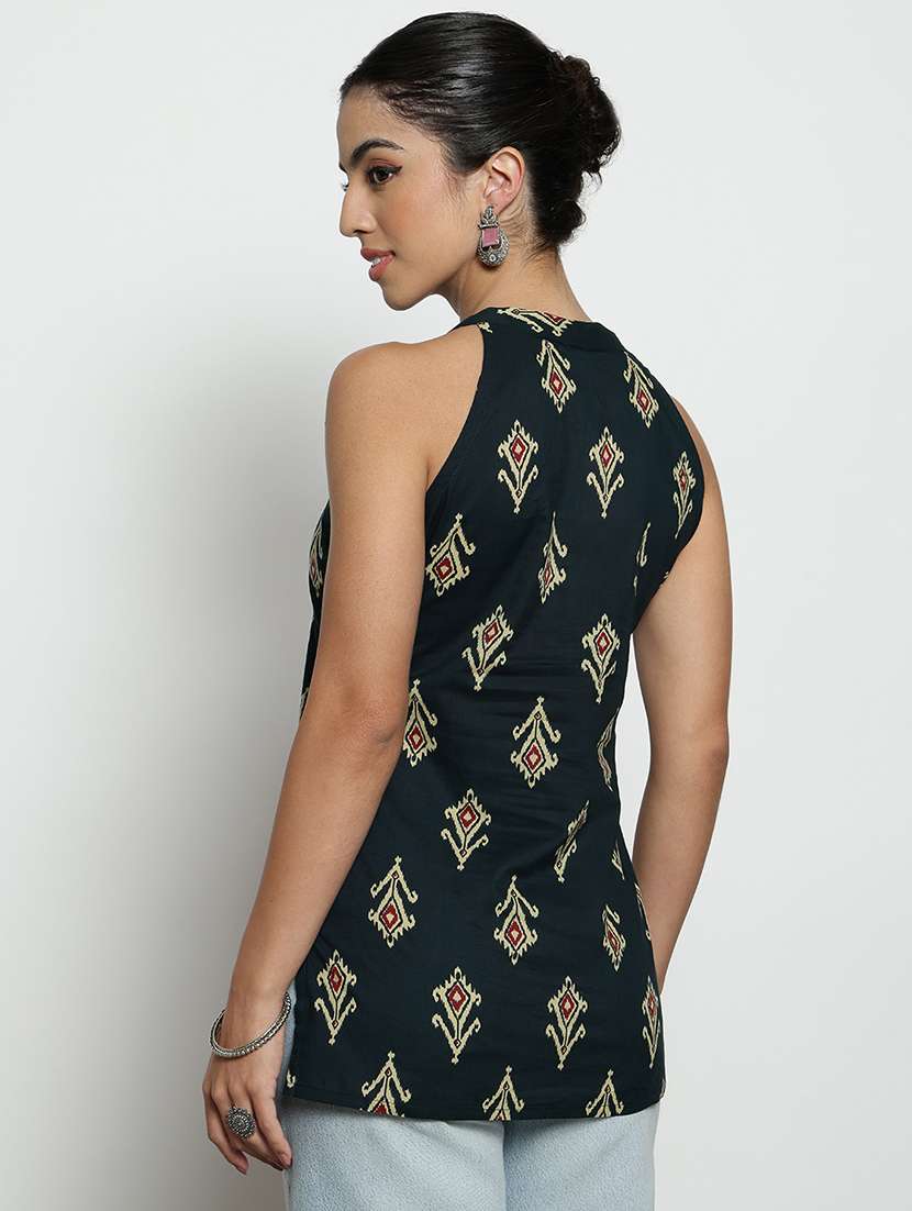 women printed sleeveless straight kurti - 22540601 -  Standard Image - 3
