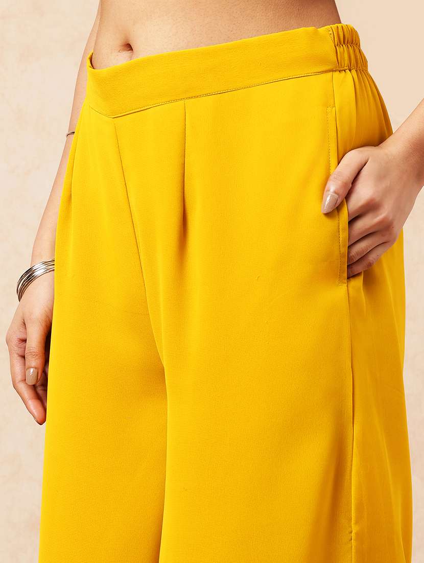 mustard yellow floral embroidered sleeveless cotton co-ord set - 22540606 -  Standard Image - 5