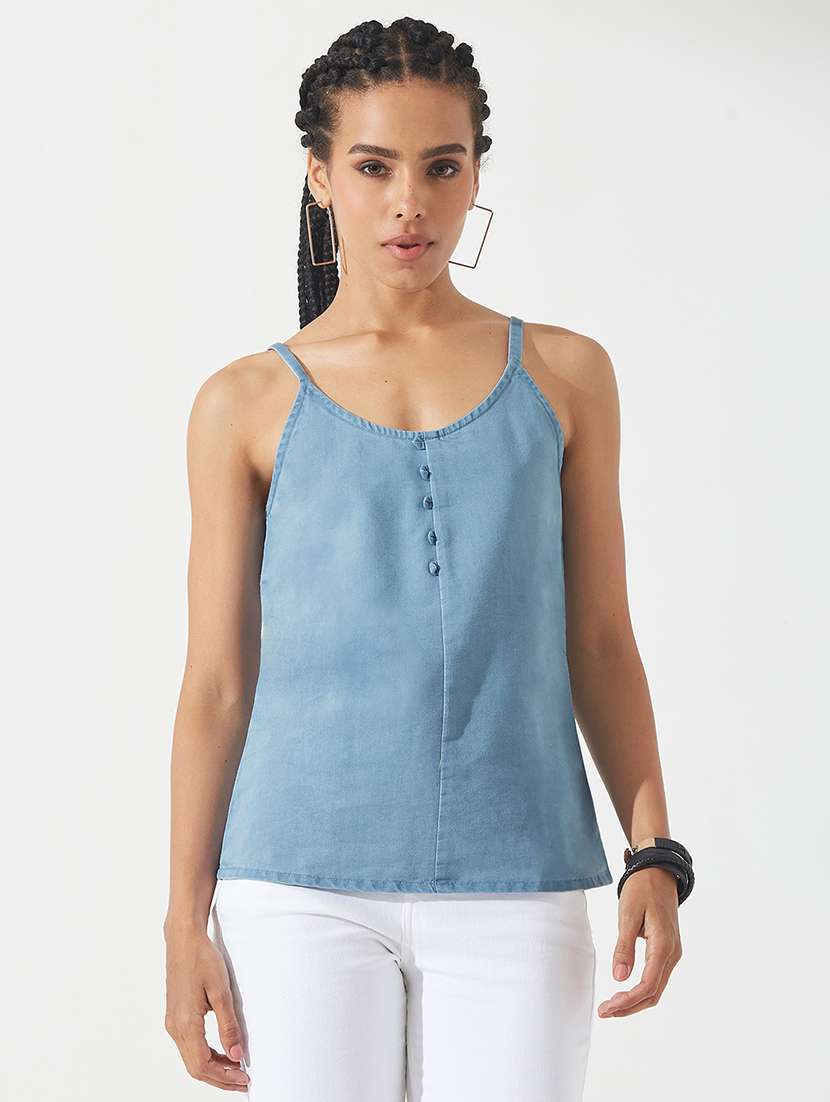 women solid sleeveless regular top