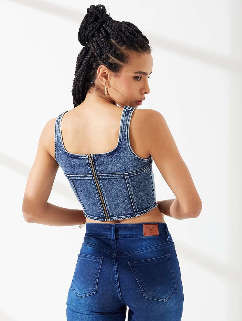 women solid sleeveless crop top - 22540620 -  Standard Image - 3