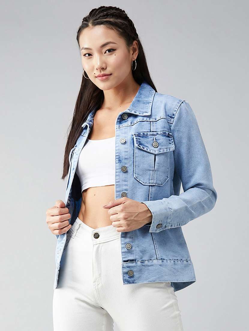 women solid long sleeves regular jacket