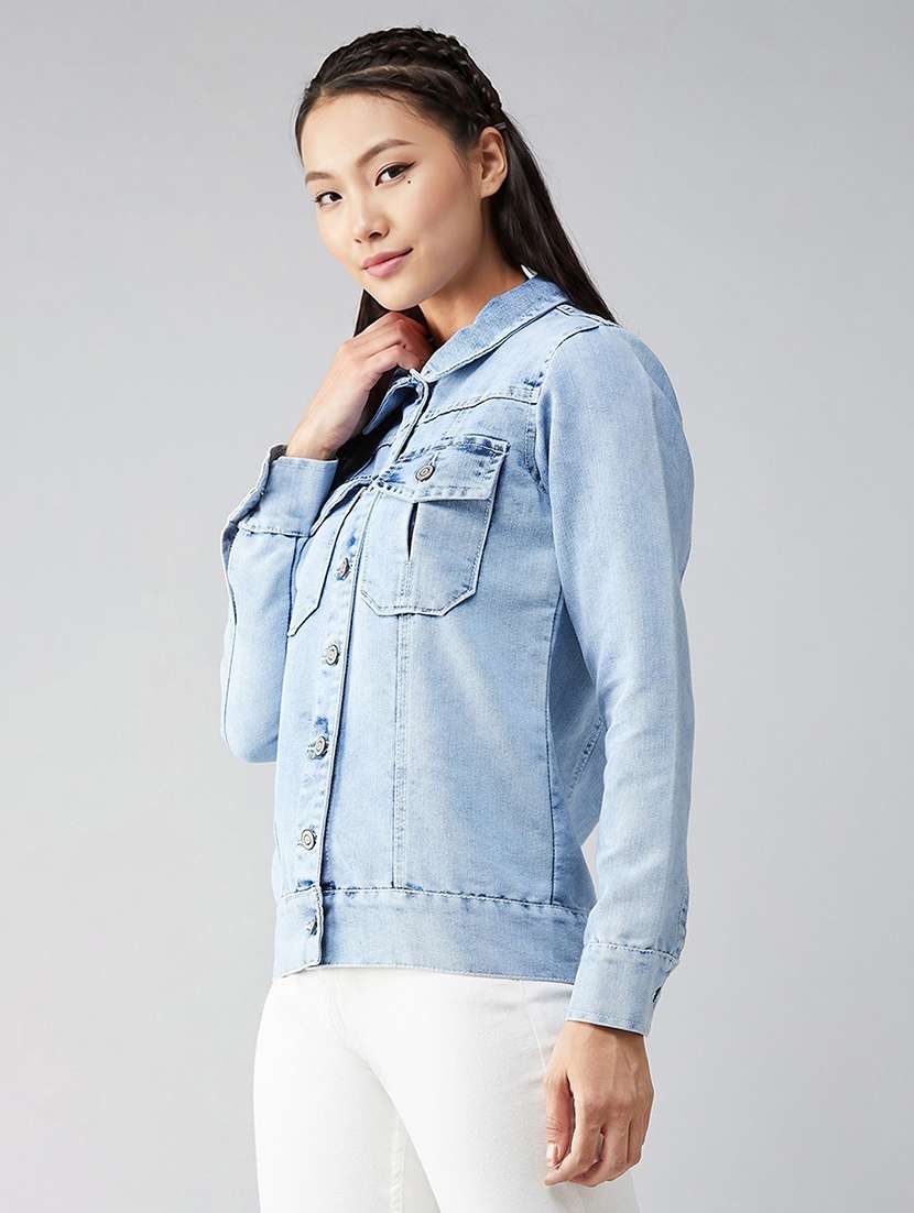 women solid long sleeves regular jacket - 22540622 -  Standard Image - 3