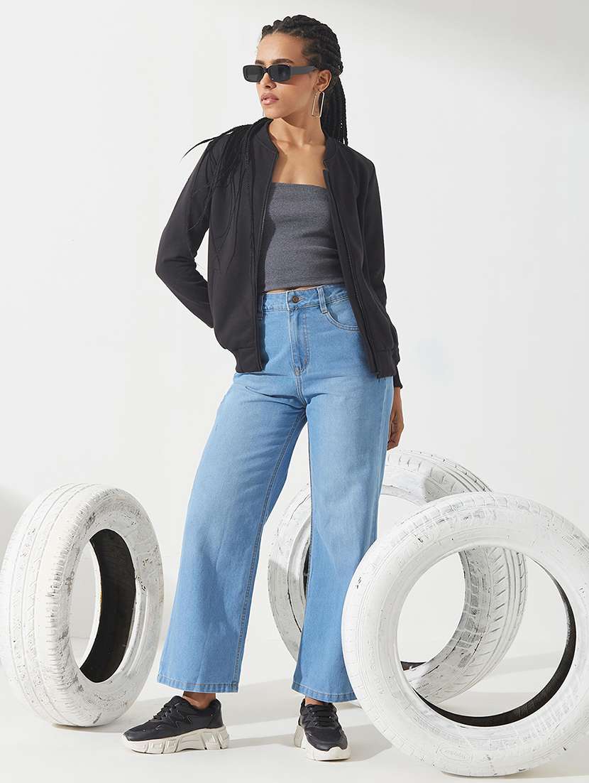 women solid long sleeves bomber jacket - 22540623 -  Standard Image - 3