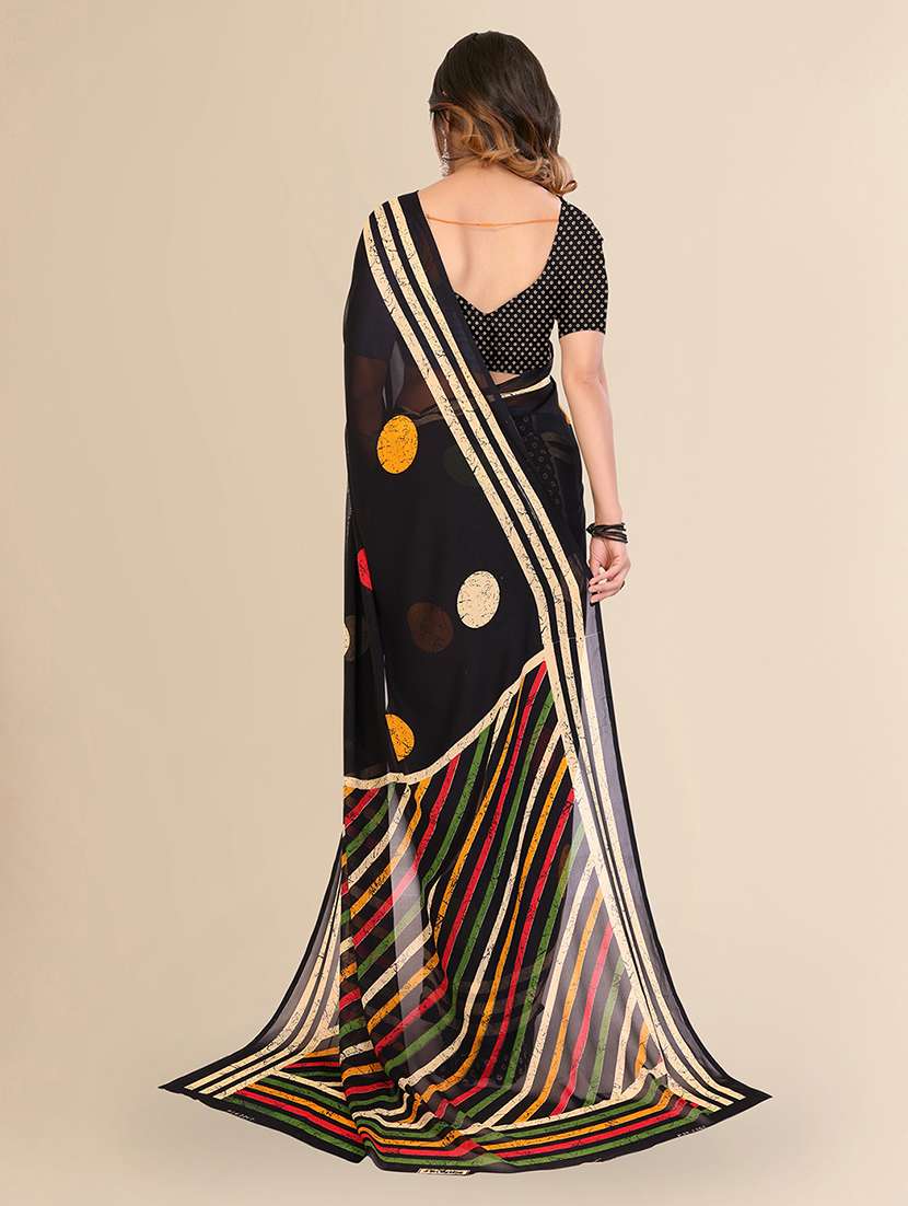 Women Printed Casual Wear Saree With Blouse - 22540638 -  Standard Image - 3