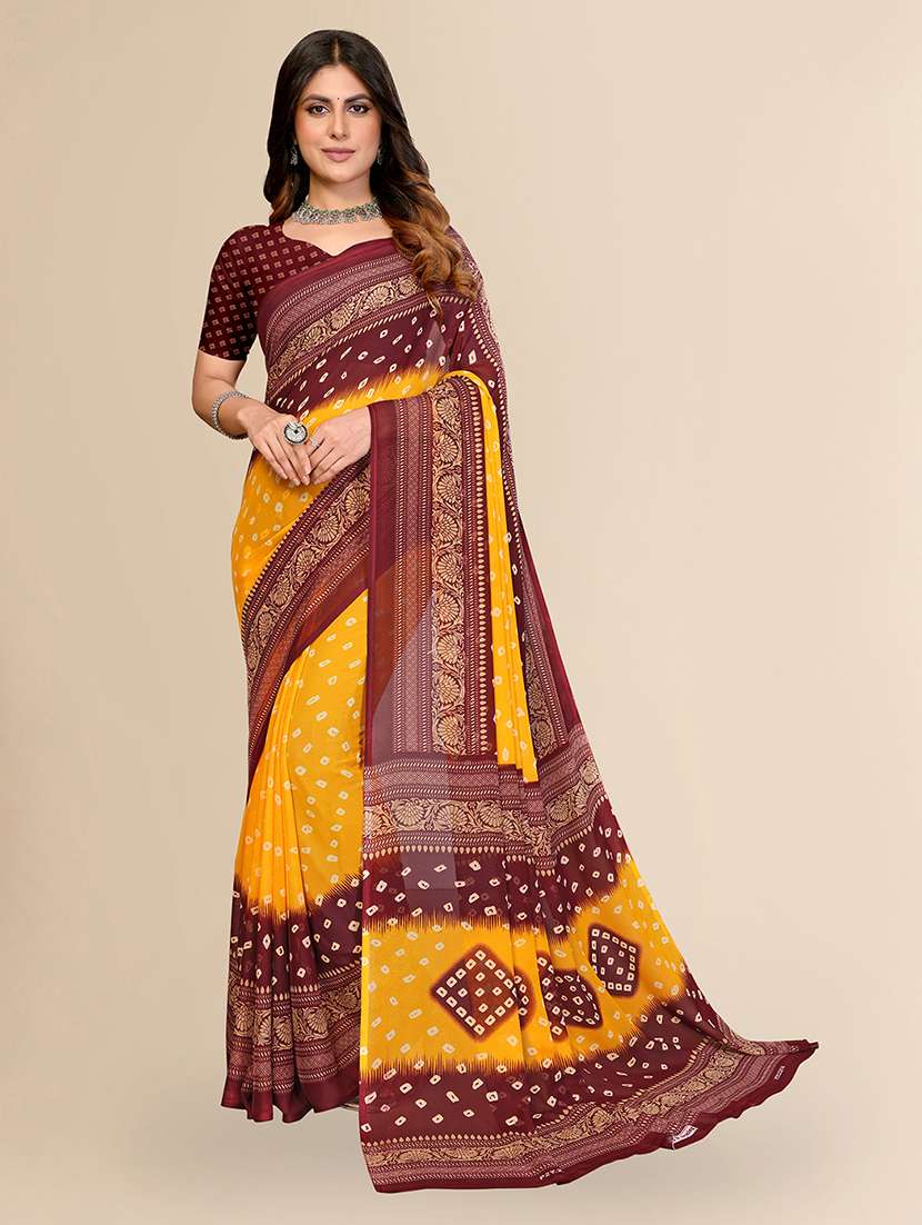 women printed casual wear saree with blouse