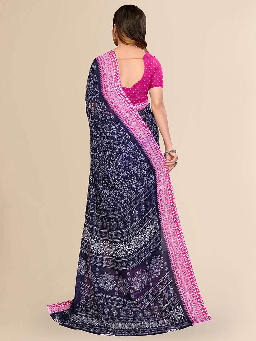 Women Printed Casual Wear Saree With Blouse - 22540658 -  Standard Image - 3