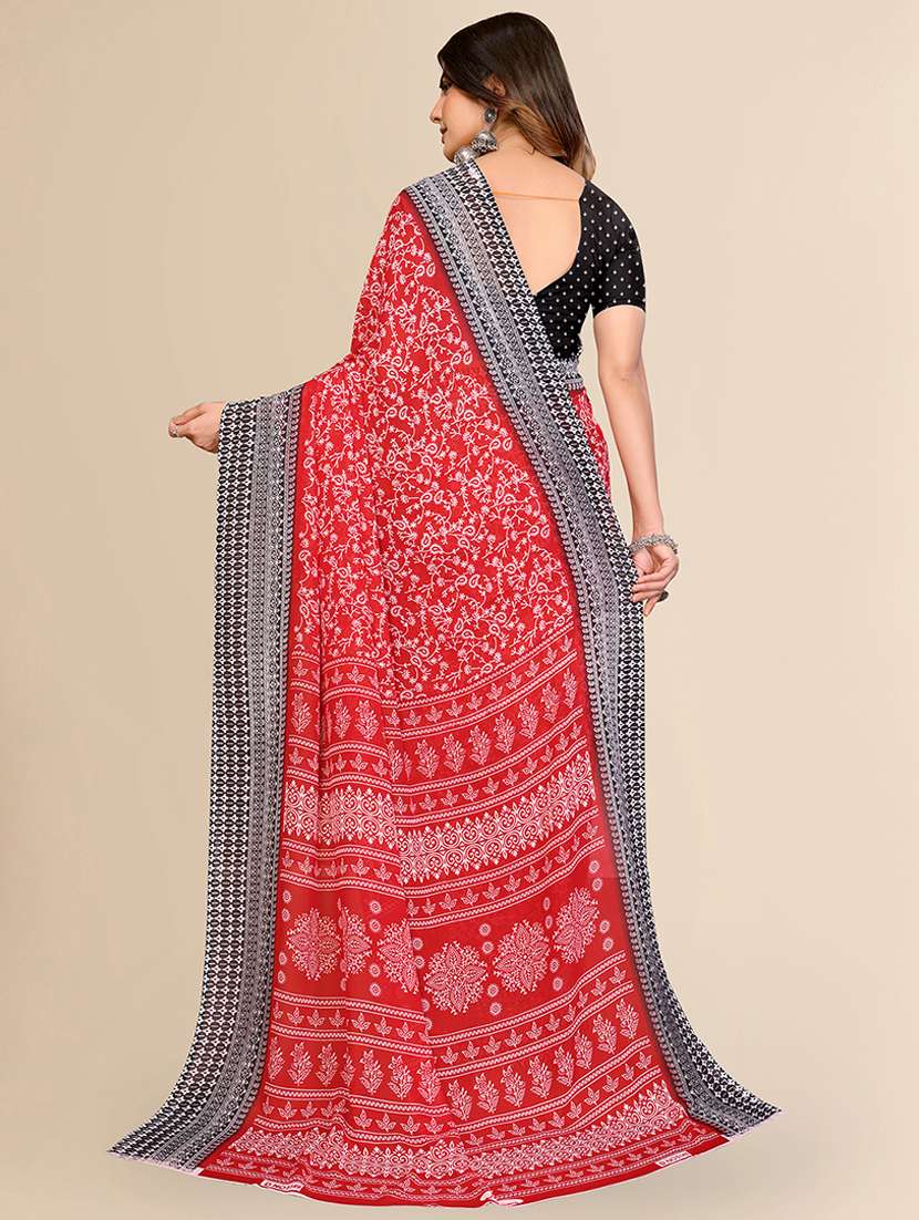 Women Printed Casual Wear Saree With Blouse - 22540661 -  Standard Image - 3