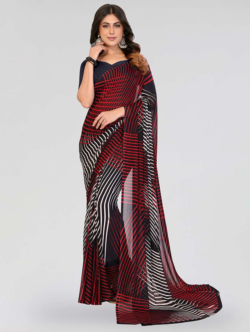 women printed casual wear saree with blouse