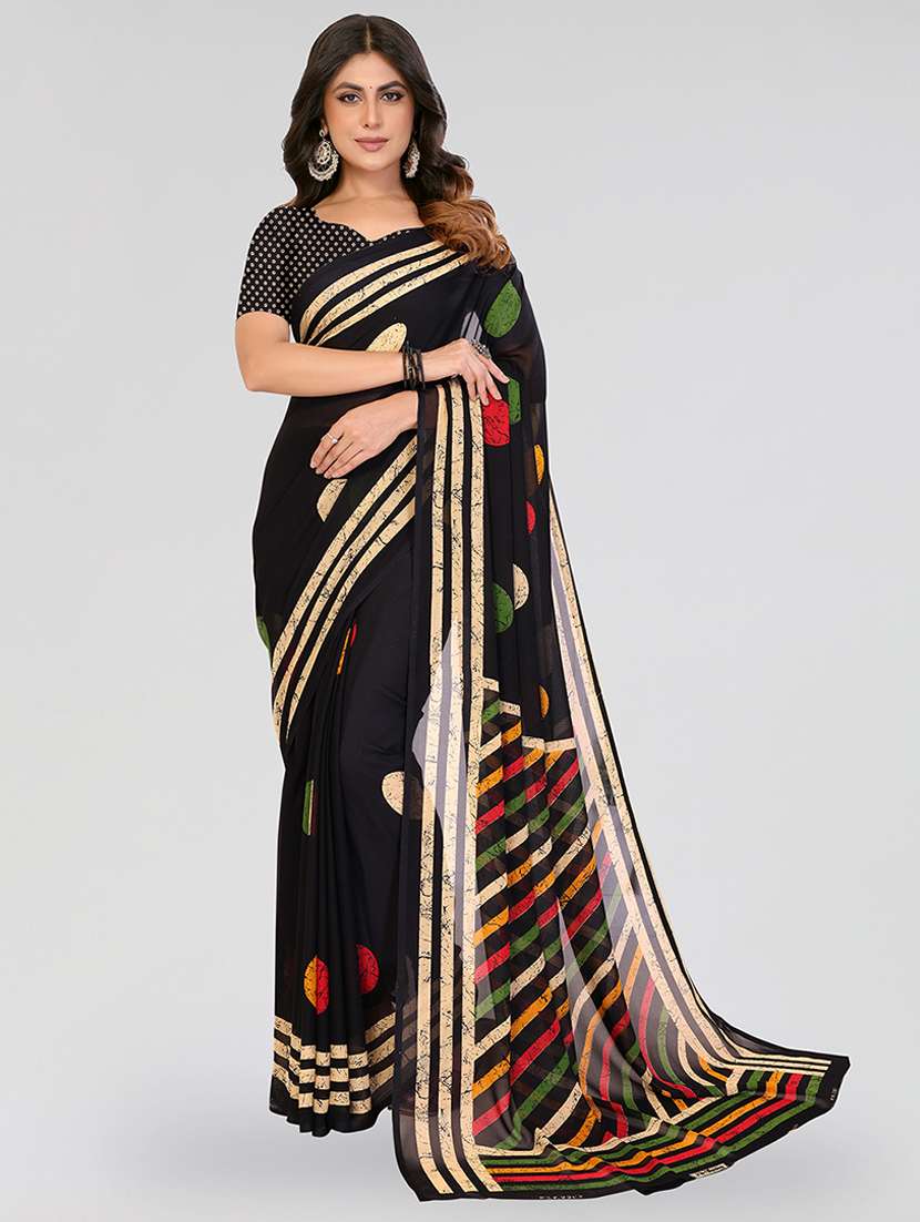 women printed casual wear saree with blouse