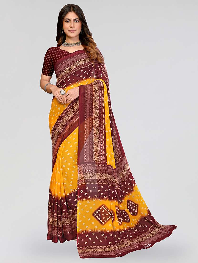 women printed casual wear saree with blouse