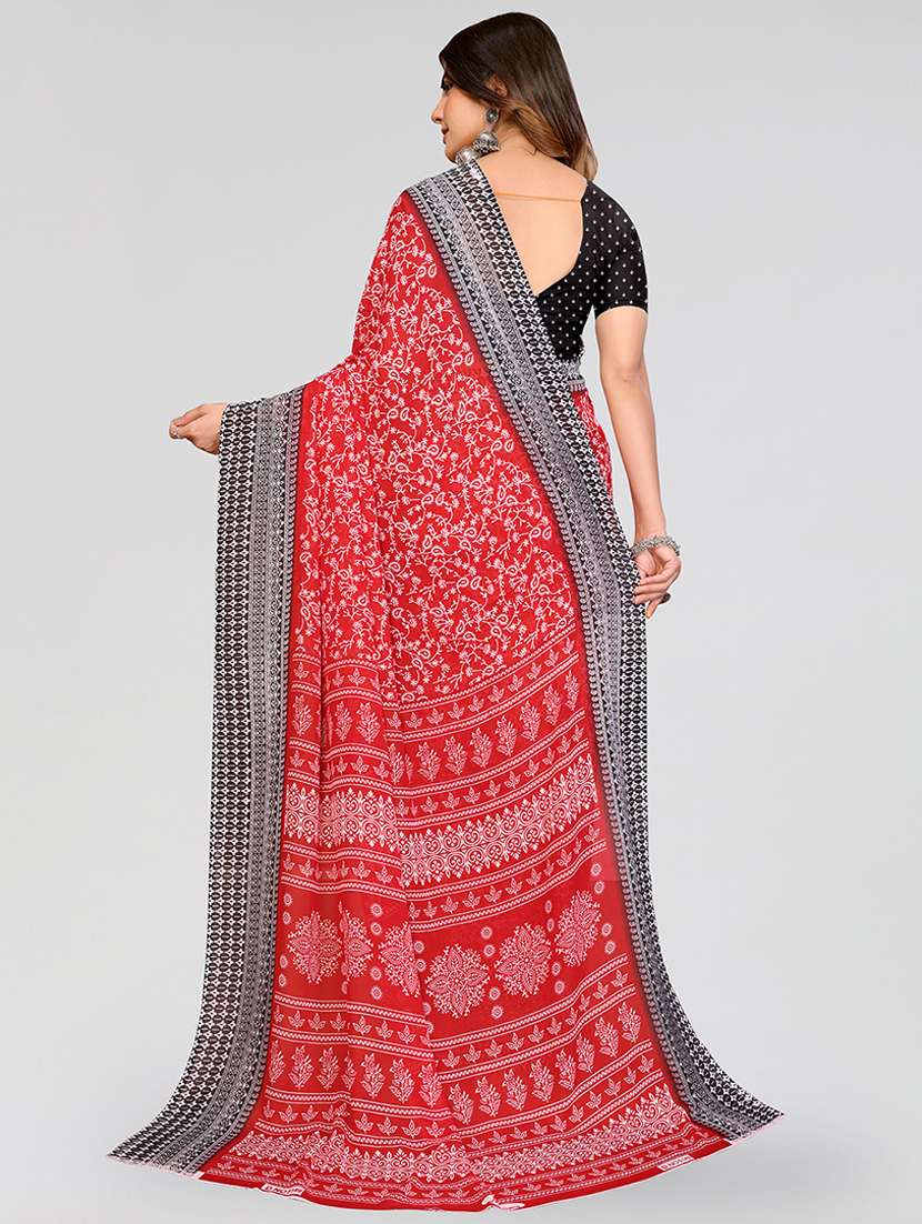 Women Printed Casual Wear Saree With Blouse - 22540710 -  Standard Image - 3