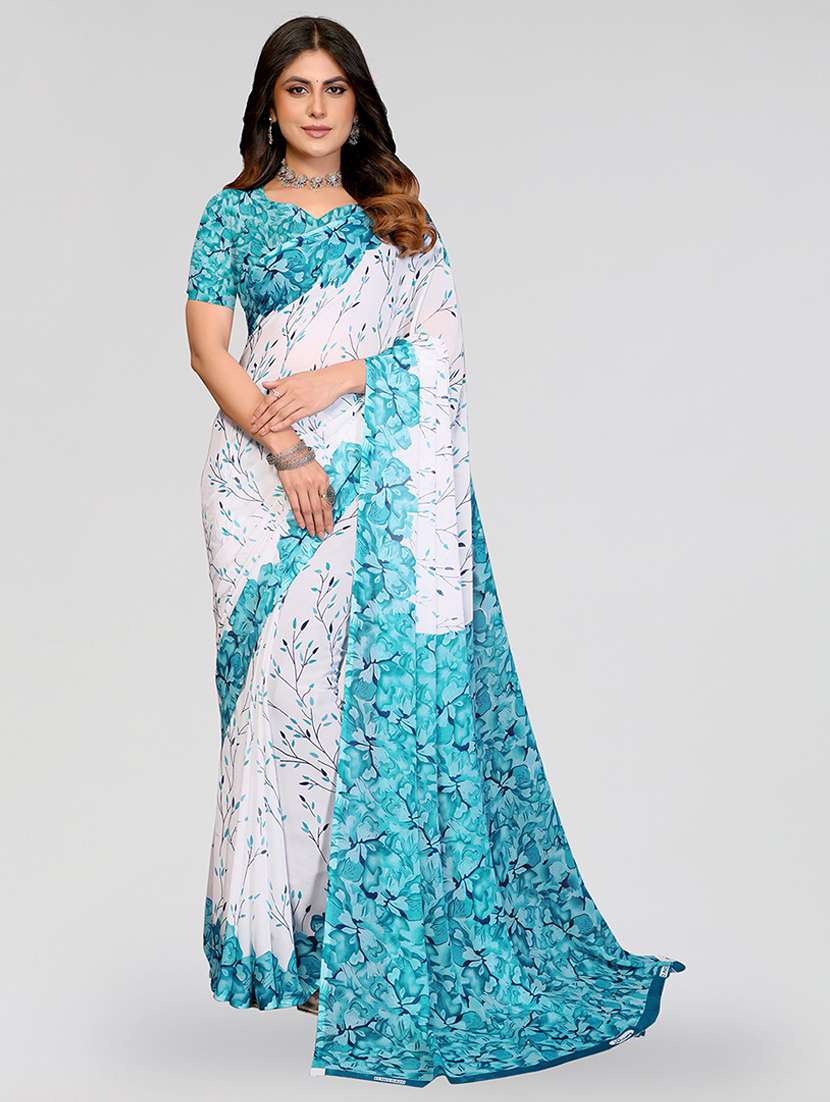 women printed casual wear saree with blouse