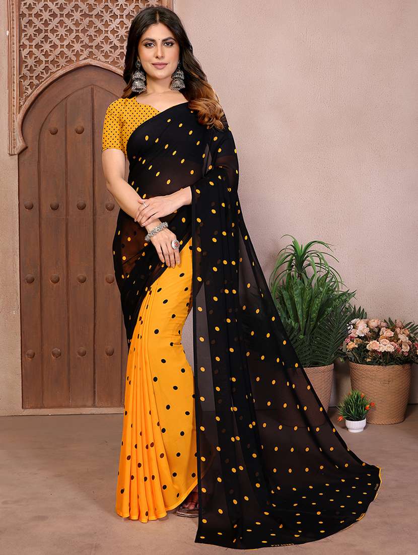 women printed casual wear saree with blouse