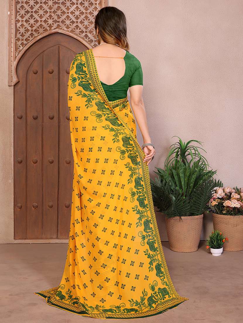 Women Printed Casual Wear Saree With Blouse - 22540733 -  Standard Image - 3