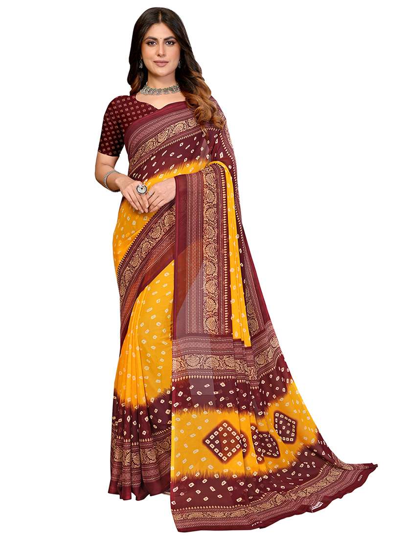 women printed casual wear saree with blouse
