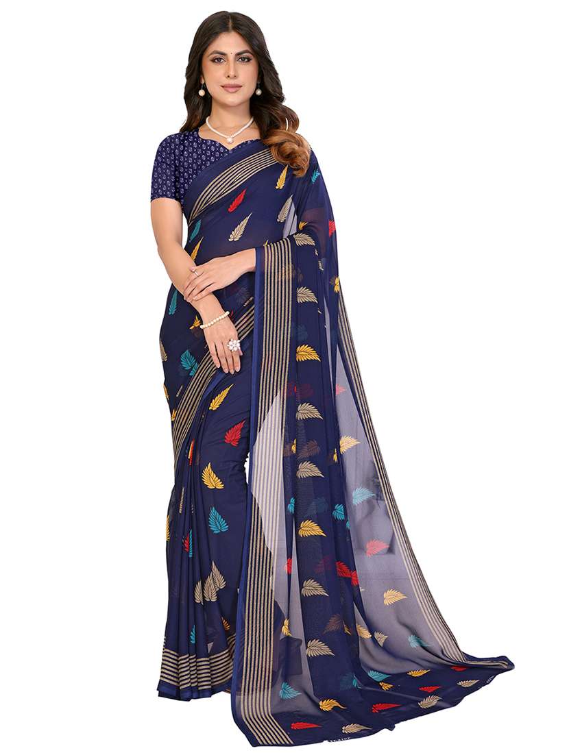 women printed casual wear saree with blouse