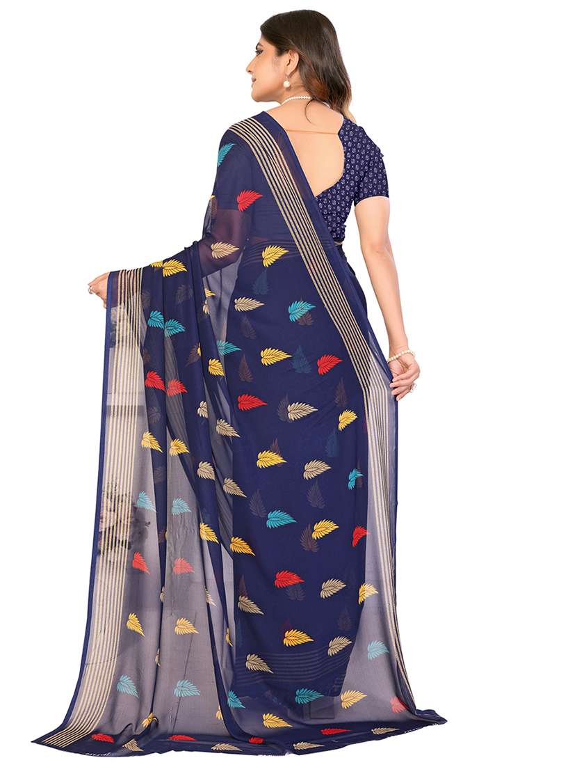 Women Printed Casual Wear Saree With Blouse - 22540789 -  Standard Image - 3